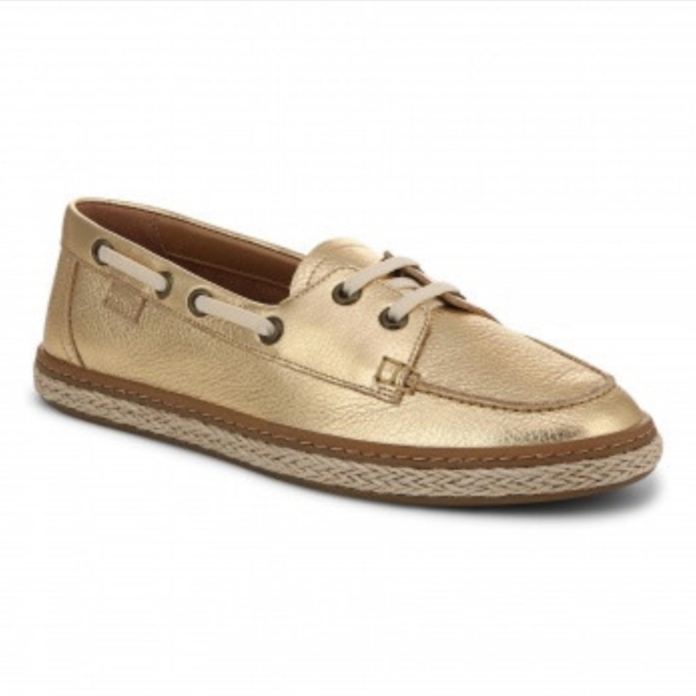 Vionic Metallic Gold Leather Boat Shoe Loafer